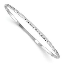 2mm 925 Sterling Silver Slip on Polished Just Like Mommy Sparkle Cut Slip on Childs Cuff Stackable Bangle Bracelet - Ban