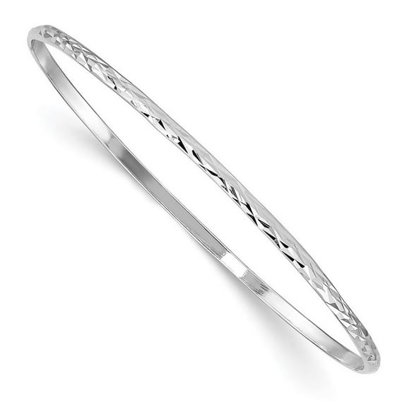 2mm 925 Sterling Silver Slip on Polished Just Like Mommy Sparkle Cut Slip on Childs Cuff Stackable Bangle Bracelet - Ban