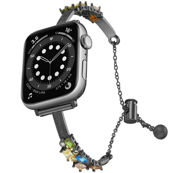 Candy Color Crystal Diamond Bracelet Bands for Apple Watch 49 46 45 44 42 41 40 38 mm, Multicolor Gemstone Metal Strap with Adjustable Clasp Compatible with iWatch Series 10 9 8 7 6 5 4 3 2 SE Ultra