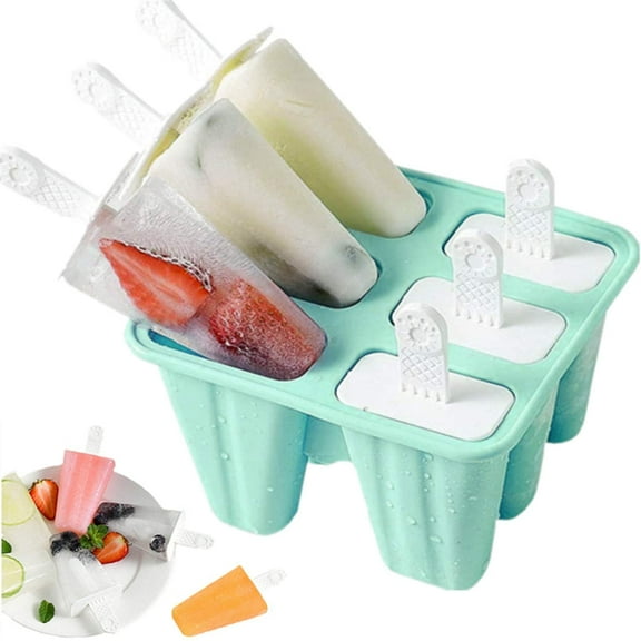 Silicone Ice Pop Molds 6-Well Easy Release, BPA Free Silicone Ice Cream Mold, Green