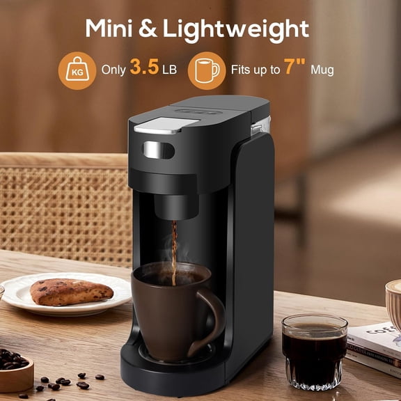 Single Serve Coffee Maker for K Capsule, 3 Seconds Hot with Adjustable Temperature Control, Dual Brew Modes, Transparent Water Tank & Removable Stand, Fast Brewing Coffee Machine, Black
