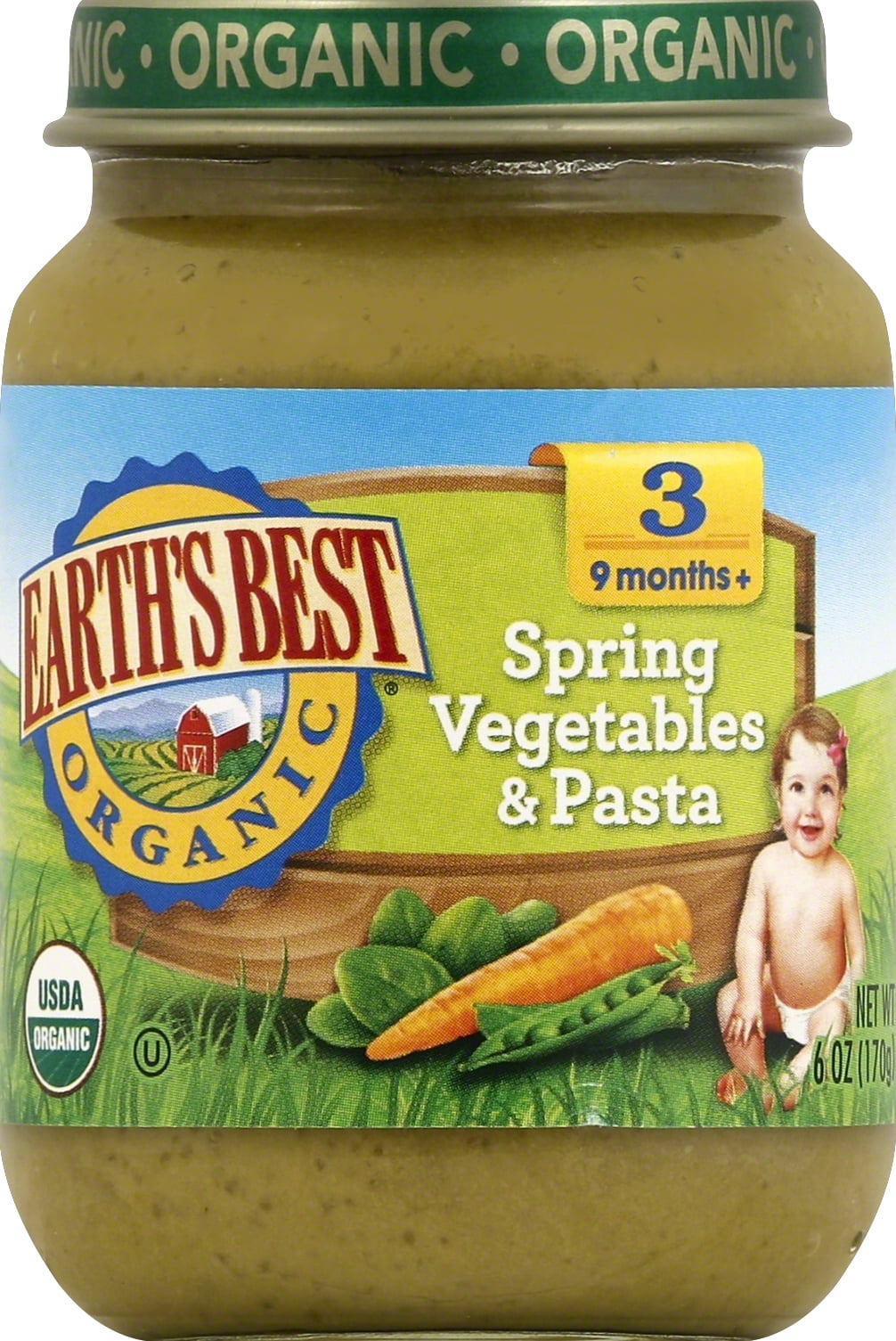 Earth's Best Organic Stage 3, Spring Vegetables and Pasta Baby Food, 6