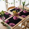 thumbnail image 5 of Pink Rose Placemats for Dinning Table Set of 4, Vintage Abstract Garden Flower Floral Black Burlap Kitchen Place Mats Waterproof Cloth Table Mats, Indoor Outdoor Placemats Easy Clean Dinner Decor, 5 of 8