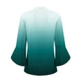 thumbnail image 5 of UAMVSH Women's Work Tops Gradient Printed Dressy Blouses Casual Ruffle 3/4 Sleeve V Neck Tunic Tees Ladies Trendy Business Outfits(Large,Blue 1), 5 of 6