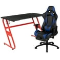 thumbnail image 2 of EMMA + OLIVER Gaming Bundle, Cup Headphone Desk & Reclining Footrest Chair, LeatherSoft, Blue, 2 of 12