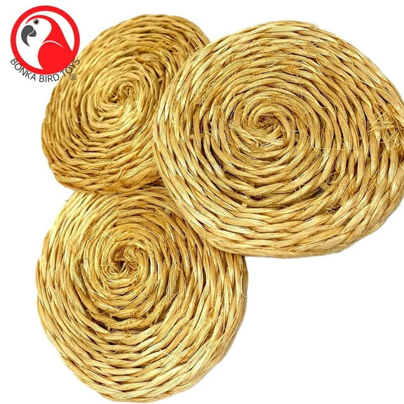 Bonka Bird Toys 3603 Pk3 3-Inch Round Seagrass Mats Foot Talon Craft Part Bird Toys