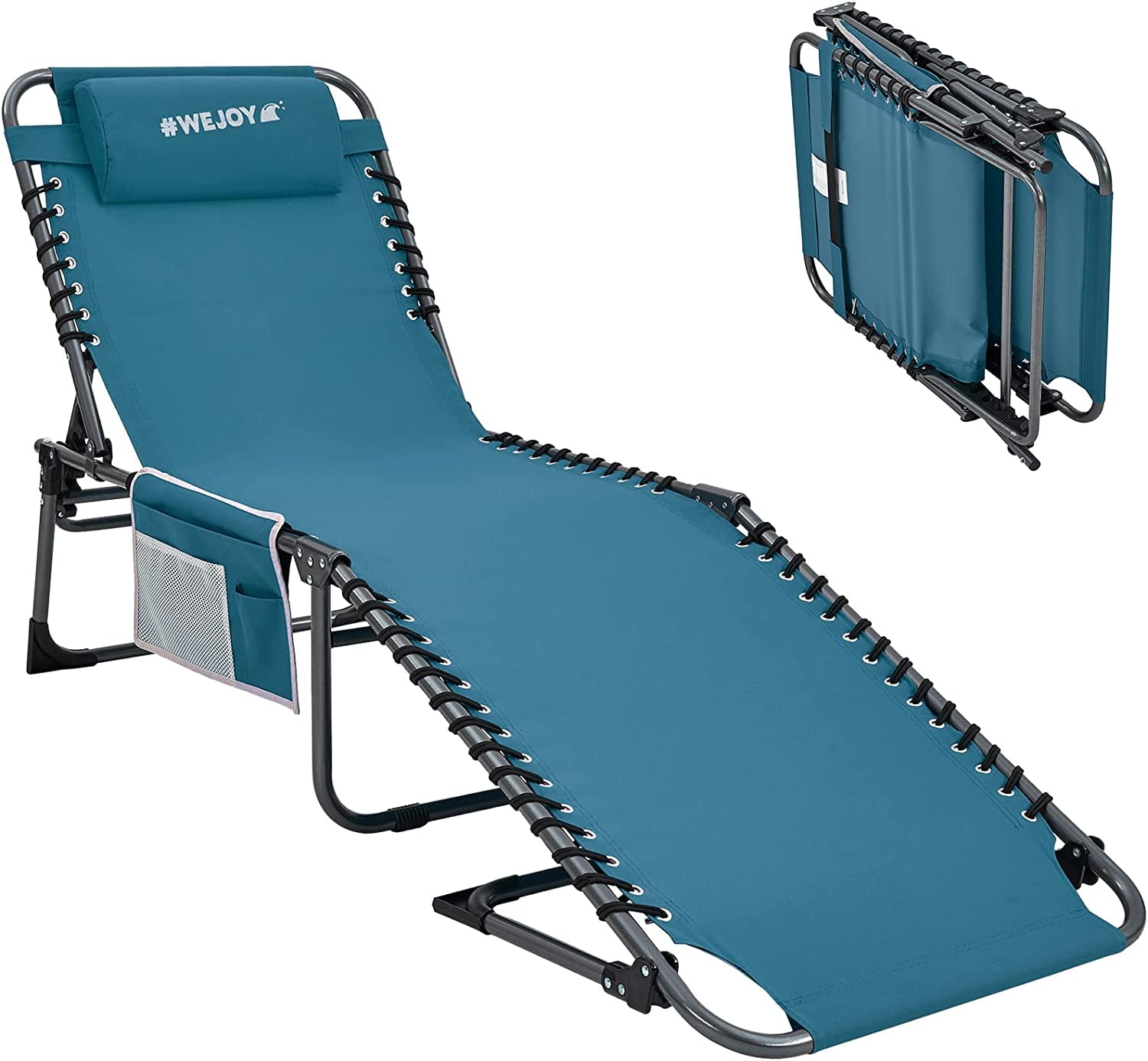 Adjustable Folding Chaise Lounge Chair for Outside, Portable Beach