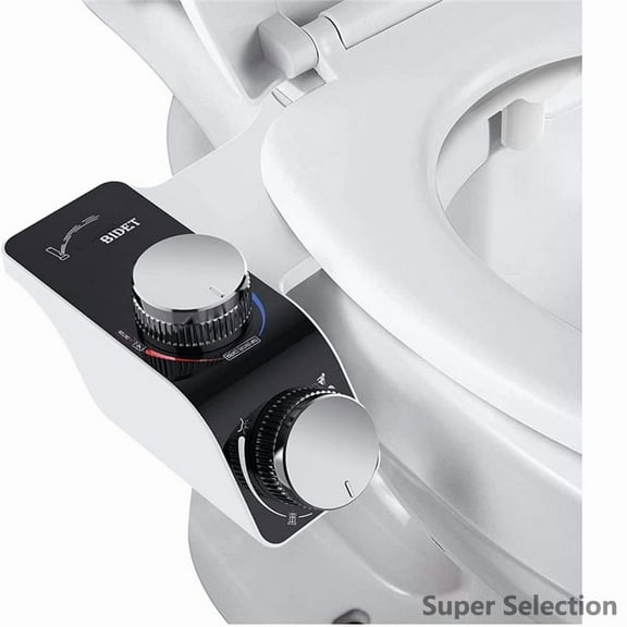 Bidet Attachment, Ultra-Slim Non-Electric Bidet With Hot & Cold Water Mixer, Adjustable Pressure Self-Cleaning Nozzles For Toilet Seat, Easy Install,7-8 US,One Size