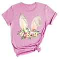 thumbnail image 2 of WNEGSTG Easter T Shirts for Women, Short Sleeve Crewneck Bunny Print Graphic Tee, Floral Round Neck Top, Pink M, 2 of 3