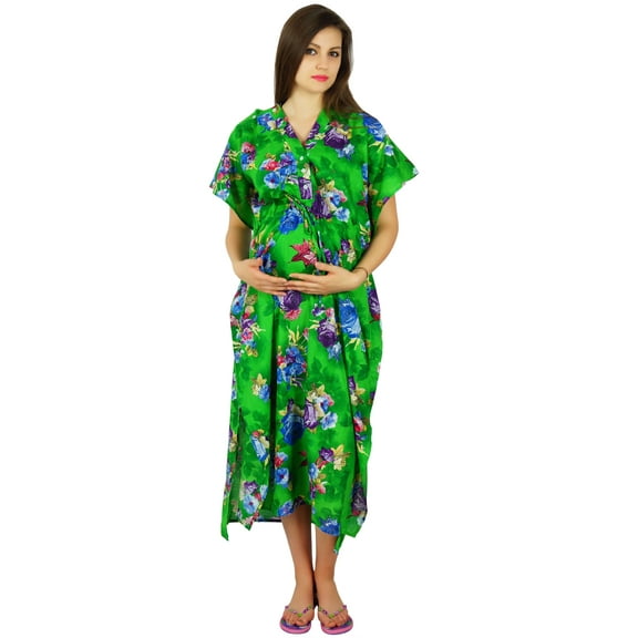 Bimba Nursing Cotton Kaftan Front Buttons Night Wear Printed Delivery Gown