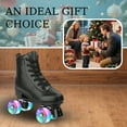 thumbnail image 4 of KFeng Shiny PU Leather Roller Skates for Indoor/Outdoor Use,Unisex Skates,Black(Women8.5/Men7), 4 of 8