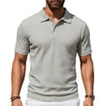 thumbnail image 6 of Dxzfnsa Men's Textured Knit Shirts Summer Men Casual Short Sleeve Vacation Pullover Tops Loose Button Lapel Collar Beach Knit Stretchy Golf Shirts, 6 of 7
