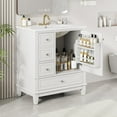 thumbnail image 2 of 30" Bathroom Vanity with Ceramic Sink Combo, Freestanding Modern Bathroom Storage Vanity Cabinet with Soft Closing Doors & 3 Drawers, Metal Handle, White, 2 of 9