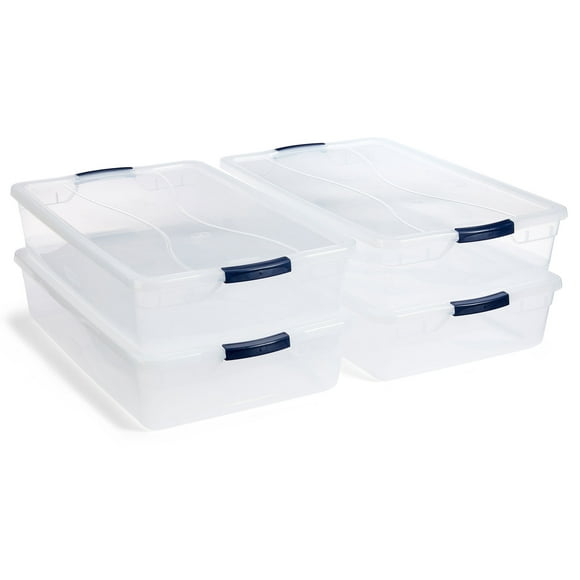 Rubbermaid Cleverstore 41 Quart Latching Stackable Storage Tote, Clear (4 Pack)