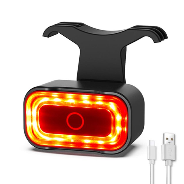 Luz trasera inteligente para bicicleta, luz LED trasera para bicicleta de alto brillo, recargable por USB