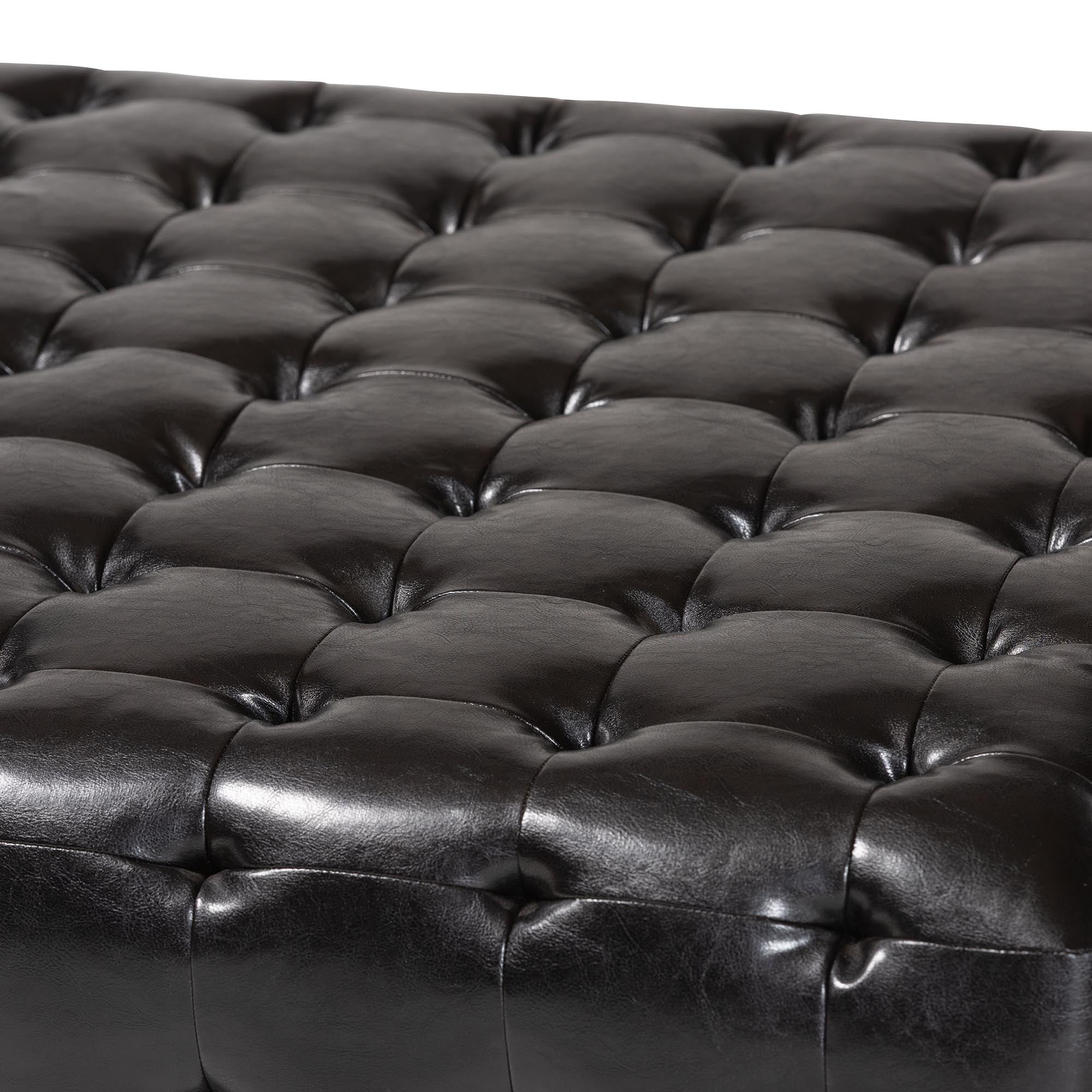 Baxton Studio Pemberly Dark Brown Bonded Leather Square Ottoman