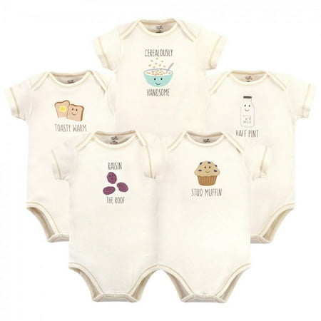 Touched by Nature Organic Cotton Bodysuits 5pk, Muffin, 9-12 Months
