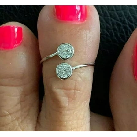 1TCW Round Cut White Diamond Women's Adjustable Toe Ring Real Solid 925 Sterling Silver