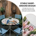 thumbnail image 5 of Birds Floral Fitted Tablecloth with Elastic Edged, Round Table Cloth for Dining Table, Farmhouse Country Pink Flower Leaf Wood Grain Waterproof Oil Proof Table Cover for Indoor Outdoor 36"-44", 5 of 8