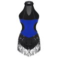 thumbnail image 4 of YiZYiF Womens Halter Shiny Sequins Tassel Latin Jazz Dance Leotard Ballroom Salsa Samba Dance Costume, 4 of 7