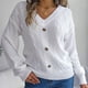 thumbnail image 1 of Suéter de cuello en V para mujer, moda informal, botones, manga larga, cuello en V, suéter cálido para salir., 1 of 8