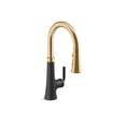 thumbnail image 4 of Kohler 23764-CBL Tone Pull Down Kitchen Faucet, Kitchen Sink Faucets with Pull Down Sprayer, Polished Chrome with Matte Black, 4 of 6
