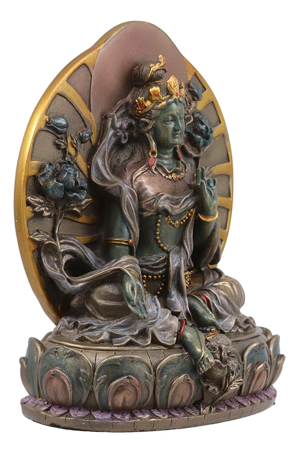 Ebros Buddhism Arya Khadiravani Green Tara Meditating On Lotus 