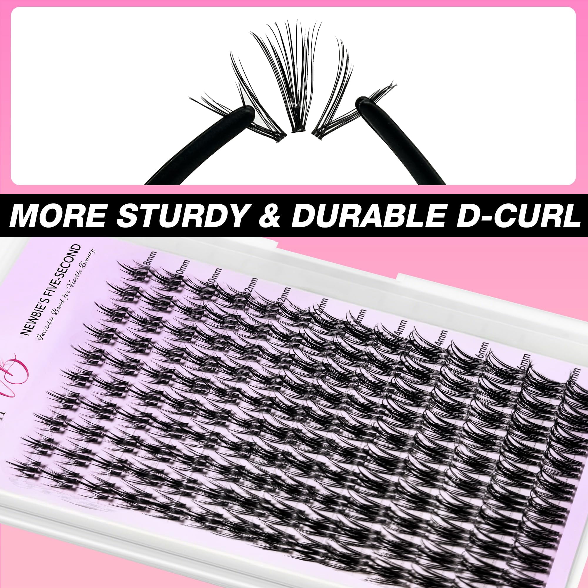 VEYESBEAUTY Camellia Lash Clusters 140pcs, Soft Fluffy Individual Lashes with Invisible Band, Reusable up to 7 Days Lash Tray