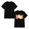 thumbnail image 3 of Festive Kawaii Bunny Ears Anime Girl with Cat Plush at Night Market Graphic Black T-Shirt, 3 of 7