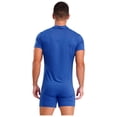 thumbnail image 4 of LiiYii Combinaison à Manches Courtes pour Hommes Pyjama une Pièce Extensible Gym Col à Revers Bleu Royal 3TG, 4 of 9