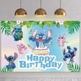 thumbnail image 1 of Fondo de fotografía de feliz cumpleaños con temática de dibujos animados Aloha, fondo de foto de verano tropical, pancarta de decoración de fiesta con temática de dibujos animados de 1,5 x 0,9 m, 1 of 4