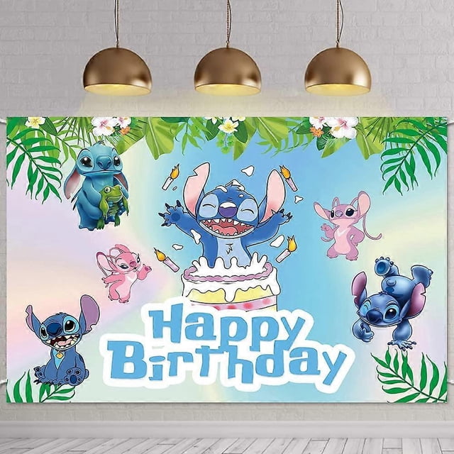 Fondo de fotografía de feliz cumpleaños con temática de dibujos animados Aloha, fondo de foto de verano tropical, pancarta de decoración de fiesta con temática de dibujos animados de 1,5 x 0,9 m