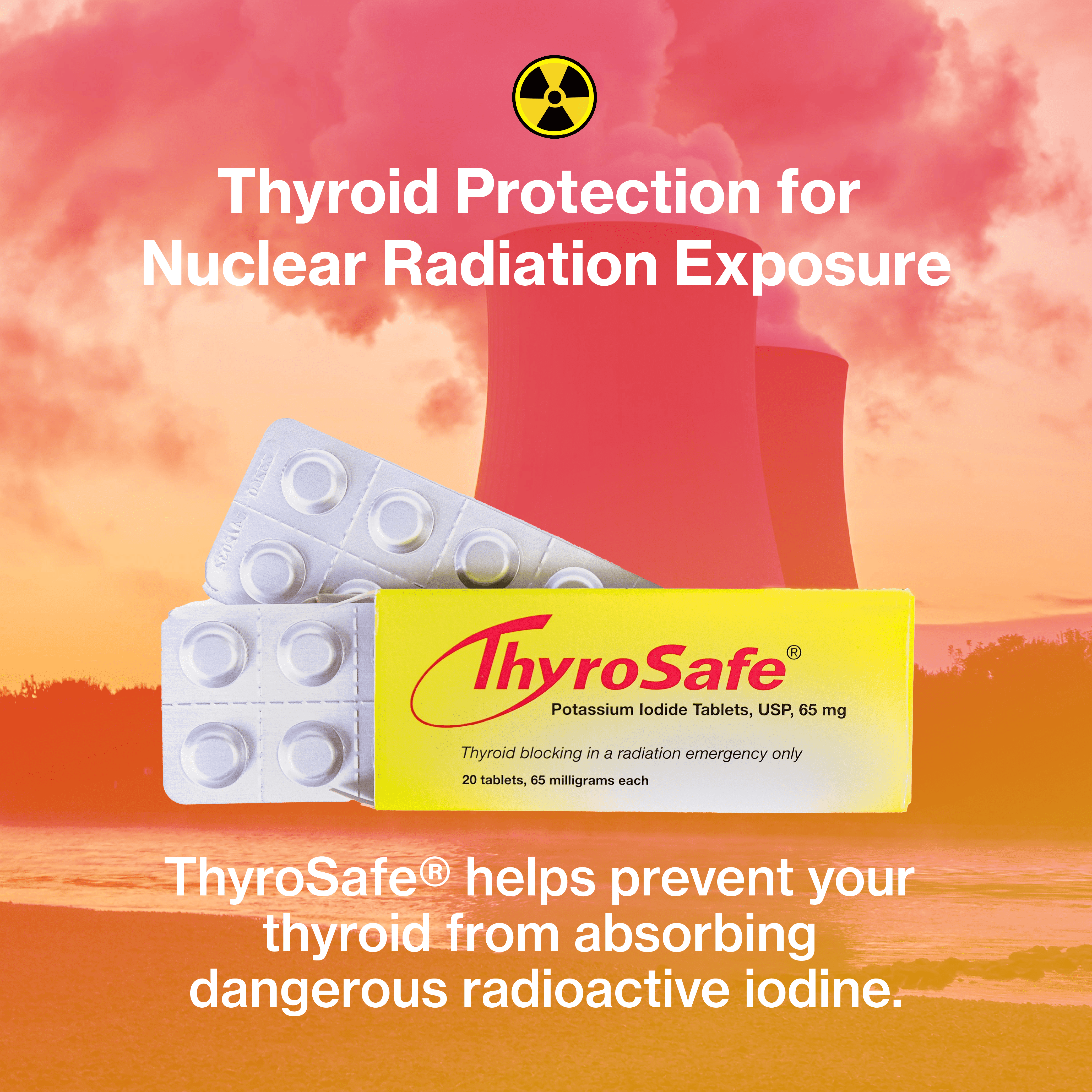 ThyroSafe Potassium Iodide Tablets 65mg USP, 40 Count – Nuclear Radiation Defense for Children & Teens