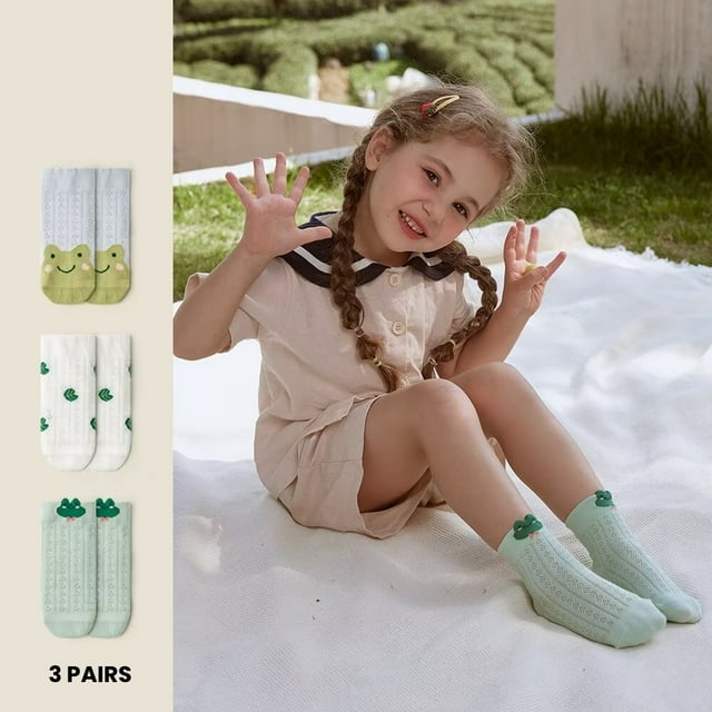 Girls Knee High Socks/Cable Knit/Ribbed School Uniform Socks 3 Pack Seamless Tube Socks Unisex Kids Soccer Socks 2-3Years
