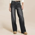thumbnail image 3 of Wutalume High Waisted Jeans for Women Retro Straight Leg, Classic Vintage Wash Denim Pants, Comfortable Fit for Casual Wear,Black L, 3 of 6
