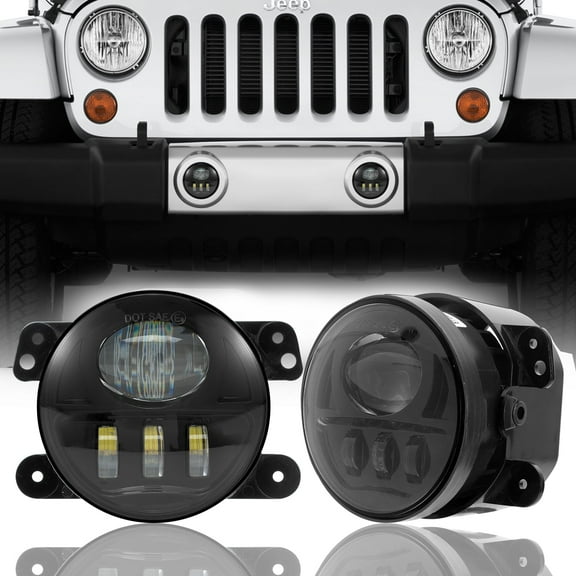 Sunpie 4 inch 5D Lens 60W Blcak/Chrome LED Fog Lights for 1997-2018 Jeep Wrangler TJ LJ JK JKU (2pcs/set)