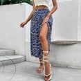 thumbnail image 5 of Xmarks Womens 2024 Spring Summer Vintage High Waisted Flowy Slit Midi Maxi Skirts Casual Lightweight Comfy Boho Floral Beach Skirt, 5 of 9