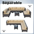 thumbnail image 3 of Gotland Outdoor Patio Furniture Set 9 Piece Sectional Rattan Sofa Set Rattan Wicker Patio Conversation Set with 8 Seat Cushions and 1 Tempered Glass Table,Sand, 3 of 5