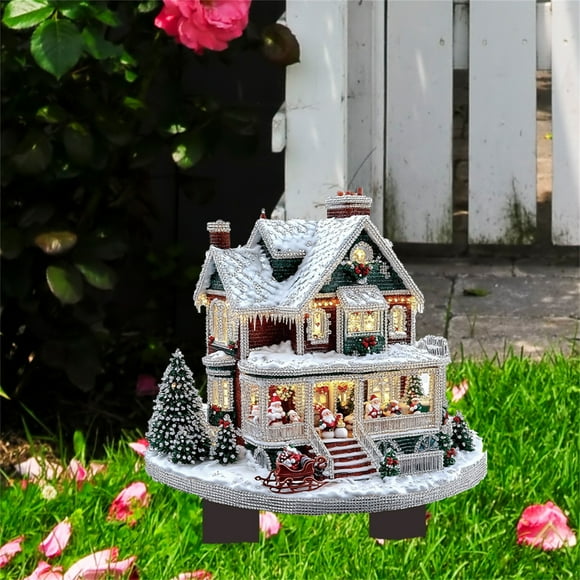 MTBLYS 2D Acrylic Floor Tile Mini Snow Villa Decoration Indoor Outdoor Use Waterproof Wear-Resistant Home Garden Patio Decor