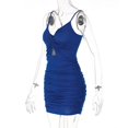 thumbnail image 1 of Vestido de fiesta sexy con volantes y tirantes finos para mujer (azul, M), 1 of 2