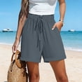 thumbnail image 5 of Karight Women's High Waisted Paperbag Shorts with Drawstring Casual Rolled Cuff Pocketed Summer Shorts, 5 of 9