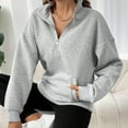 thumbnail image 5 of Women's Half Zip Pullover Sweatshirt, Oversized Solid Color Long Sleeve Top with Soft Breathable Fabric for 2025 Fall Winter Season, Casual Daily Wear and Comfortable Outfits Light Ashy L, 5 of 8