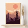 thumbnail image 2 of PixonSign Framed Canvas Print Wall Art Wolf Over Orange Forest Animals Wilderness Illustrations Modern Art Contemporary Scenic Colorful Boho Decor for Living Room, Bedroom - 16"x24" Natural, 2 of 5