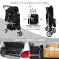 thumbnail image 2 of YRLLENSDAN Pet Stroller for Medium Small Dogs Cats, Foldable Dog Stroller Traveling Strollers with Storage Basket & Cup Holder Lightweight Pet Stroller 3Wheels, Black, 2 of 7
