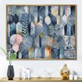 thumbnail image 1 of Designart Abstract Geometric framed wall art decor, Geometric framed wall art, Endless Blue and White Geometry I , Blue Modern Gold framed wall art, 40x30 inches Gold Frame, 1 of 5