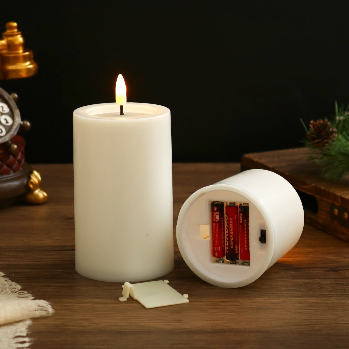 3pcs Flameless Waterproof Candles with Handy Remote Control, Cycle Timer Battery Operated Candle LED Flickering Pillar Plastic Long Lasting
