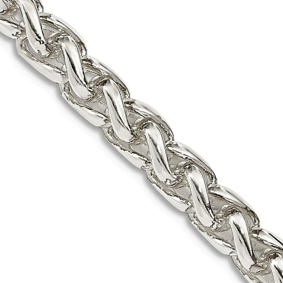 925 Sterling Silver Solid Polished Wheat Chain 6mm 24 Inch Lobster Claw Chain Necklace for Women and Men