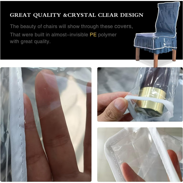 Clear Plastic Chair Covers Cat Dog Bite Resistant Dining Chair Protectors Waterproof and Easy to Clean Storage Dust Cover Transparent PE
