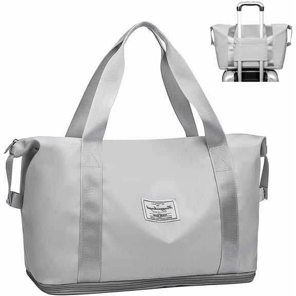 Waterproof Travel Duffle Bag, Weekender Overnight Luggage, Sport Gym, Hospital Labor Delivery for Women Men(Grey)