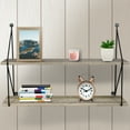 thumbnail image 2 of Sorbus Floating Shelf with Metal Brackets, 24"L x 6" W x 16" H Wall Mounted Rustic Wood Wall Storage, 2 of 8